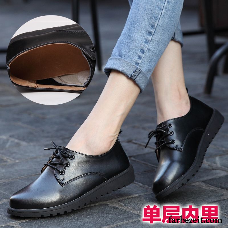 Moderne Schuhe Damen Weiß England Flache Feder Neue Schnürschuhe Allgleiches Lederschuhe Skaterschuhe Casual Günstig