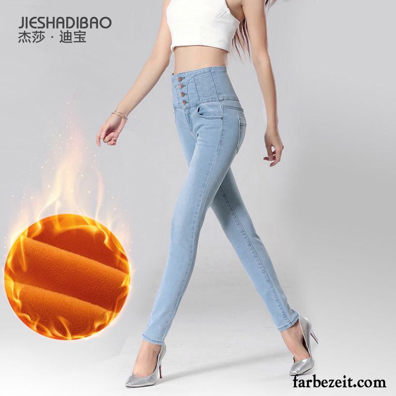 Modische Damenjeans Schlank Plus Samt Hose Neu Verdickung Dünn Damen Große Größe Licht Jeans Elastisch Hohe Taille Kaufen