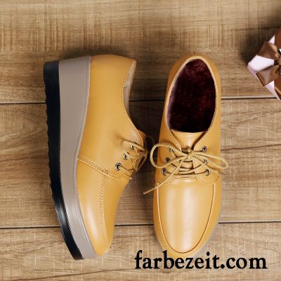 Monk Schuhe Damen Schwarz Schuhe Feder Schnürschuhe Herbst Neue Lederschuhe Casual Plateauschuhe Keilschuhe Dicke Sohle Mode England Günstig