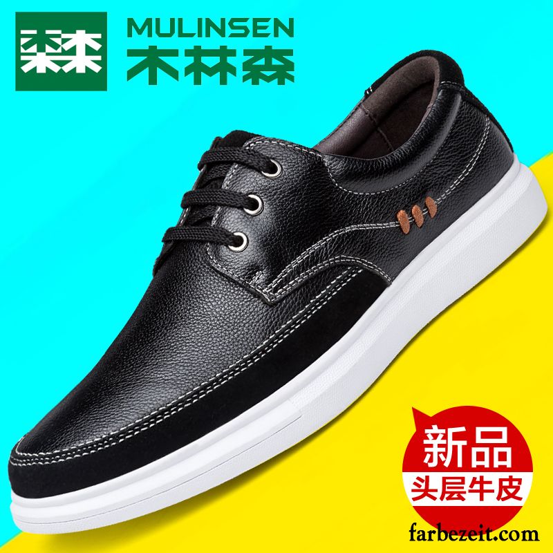 Männer Schuhe Winter Trend Jugend Herren Echtleder Casual Skaterschuhe Runde Zehe Allgleiches Weiche Sohle Feder Lederschue Günstig