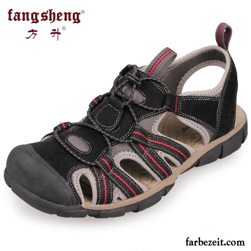 Männer Schwarz Sandalen Strand Sommer Draussen Schuhe England Herren Atmungsaktiv Casual Trend Jugend Mode Günstig