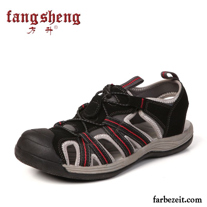 Männer Schwarz Sandalen Strand Sommer Draussen Schuhe England Herren Atmungsaktiv Casual Trend Jugend Mode Günstig