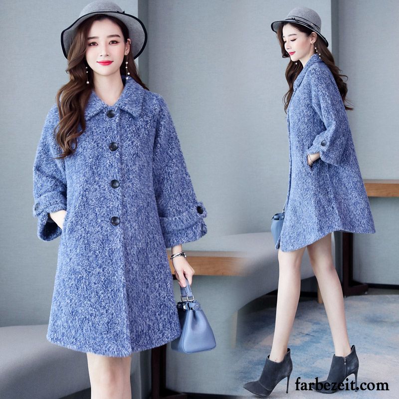 Mäntel Damen Wasser Mode Elegant Überzieher Trend Mäntel Wolle Blau