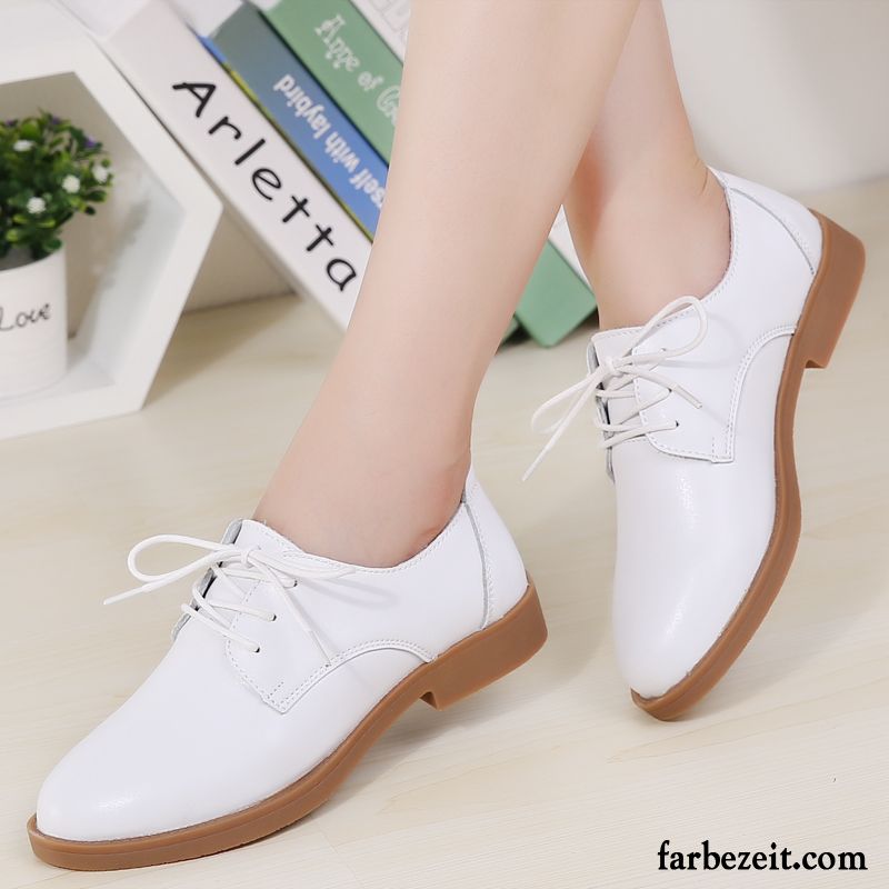 Offene Schuhe Damen Flache Echtleder Casual England Schnürschuhe Hochschule Wind Feder Lederschuhe Kaufen