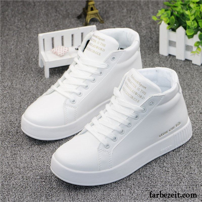 Offene Sportschuhe Damen Schnürung Sportschuhe Schüler Langschaft Weiß Casual Winter Herbst Flache Allgleiches Skaterschuhe Günstig