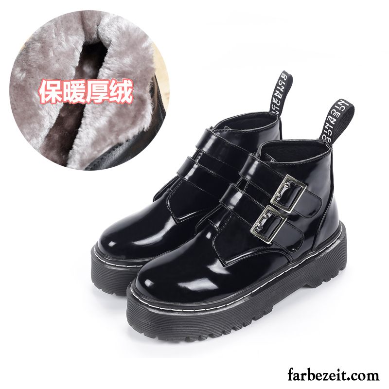 Online Schuhversand Baumwolle Schuhe Schüler Damen Martin Stiehlt England Winter Plus Samt Dicke Sohle Herbst Schleife Kaufen