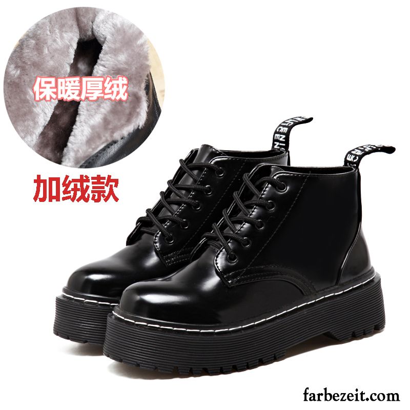 Online Schuhversand Baumwolle Schuhe Schüler Damen Martin Stiehlt England Winter Plus Samt Dicke Sohle Herbst Schleife Kaufen