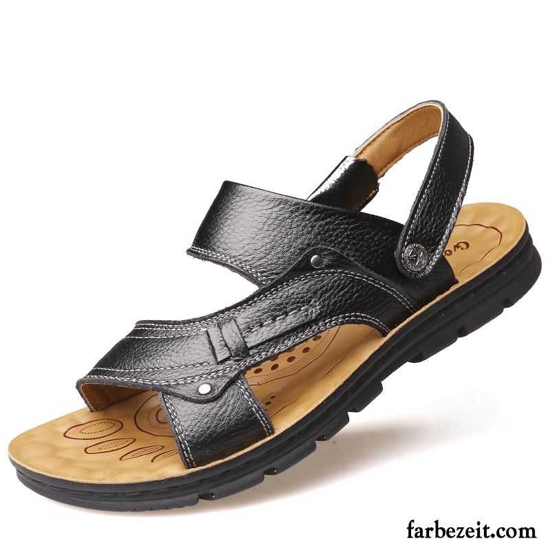 Outdoor Sandalen Herren Sommer Leder Rutschsicher Schuhe Casual Strand Hausschuhe Neue Sandalen Echtleder Dicke Sohle Verkaufen