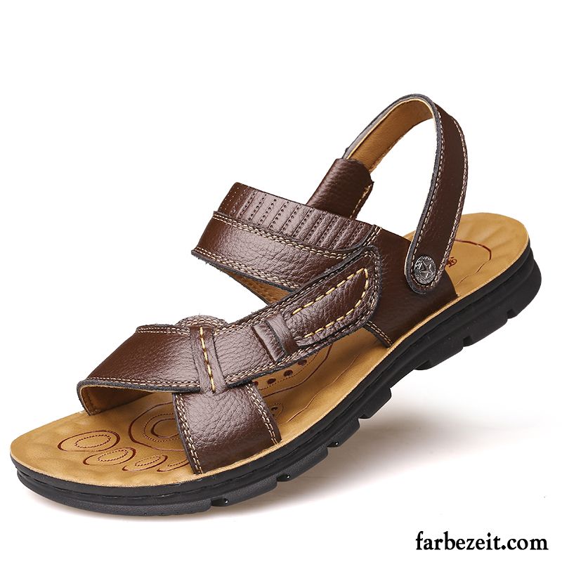 Outdoor Sandalen Herren Sommer Leder Rutschsicher Schuhe Casual Strand Hausschuhe Neue Sandalen Echtleder Dicke Sohle Verkaufen