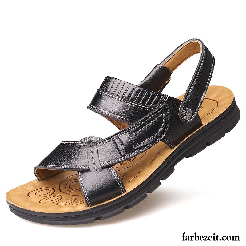 Outdoor Sandalen Herren Sommer Leder Rutschsicher Schuhe Casual Strand Hausschuhe Neue Sandalen Echtleder Dicke Sohle Verkaufen