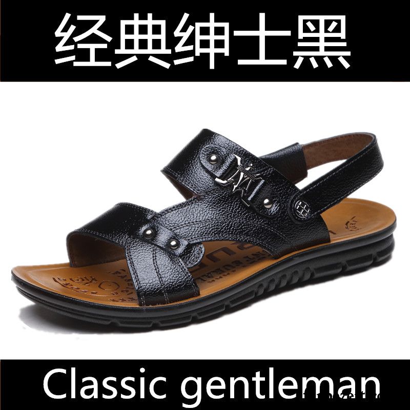 Plateauschuhe Herren Echtleder Strand Rutschsicher Sommer Atmungsaktiv Neue Sandalen Pantolette Schuhe Casual Günstig