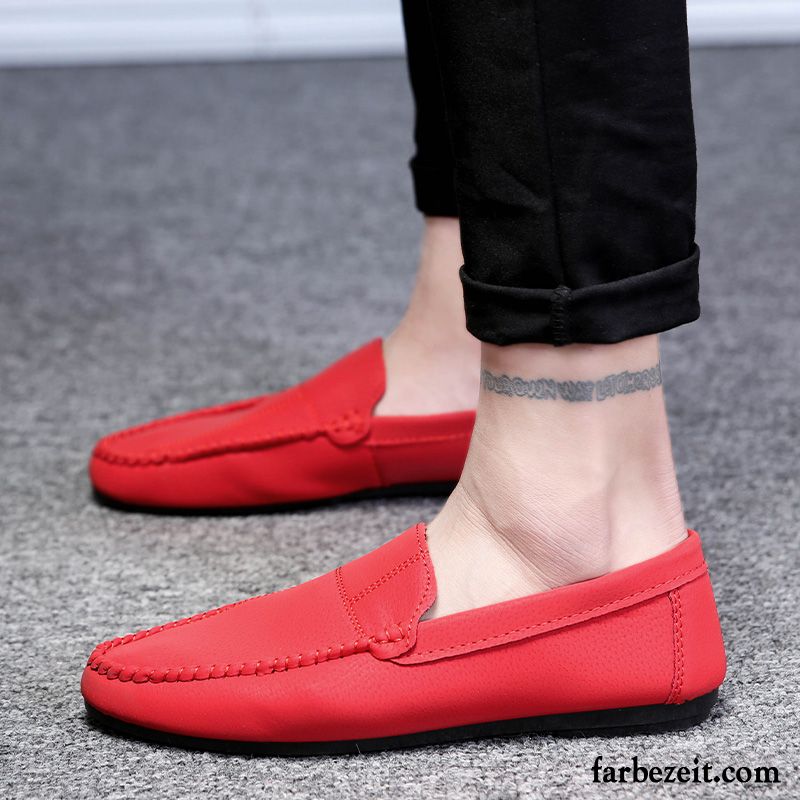 Plateauschuhe Herren Trend Faul Neue Herbst England Rot Casual Lederschue Persönlichkeit Schuhe Allgleiches