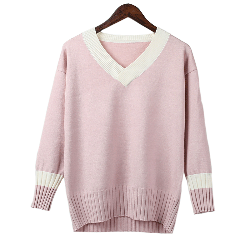 Pullover Damen Neu Leder Kurzer Absatz Baumwolle Unteres Hemd Lose Rosa