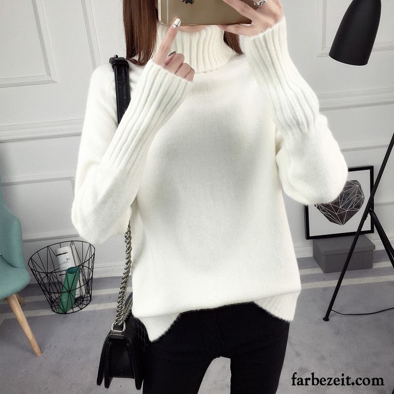 Pullover Damen Weiß Allgleiches Neu Winter Lose Verdickung Lange Ärmel Herbst Strickwaren Pullover Kaufen