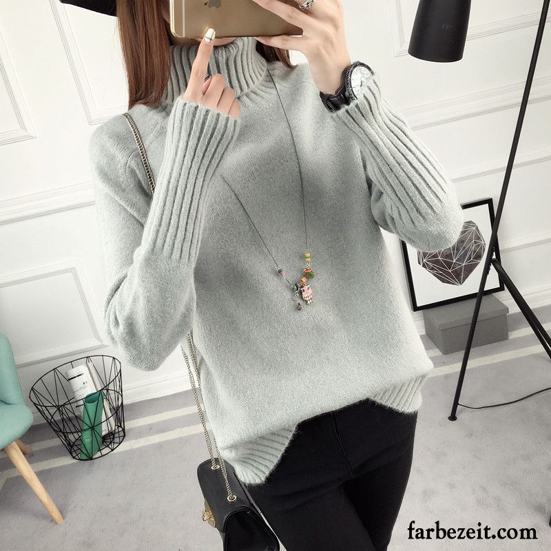 Pullover Damen Weiß Allgleiches Neu Winter Lose Verdickung Lange Ärmel Herbst Strickwaren Pullover Kaufen