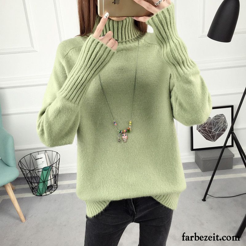 Pullover Damen Weiß Allgleiches Neu Winter Lose Verdickung Lange Ärmel Herbst Strickwaren Pullover Kaufen