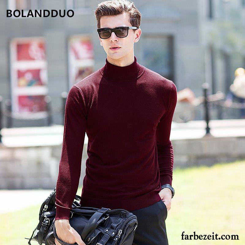 Pullover Größen Herren Jugend Wollpullover Winter Strickwaren Rollkragen Herbst Rein Unteres Hemd Schlank Günstig