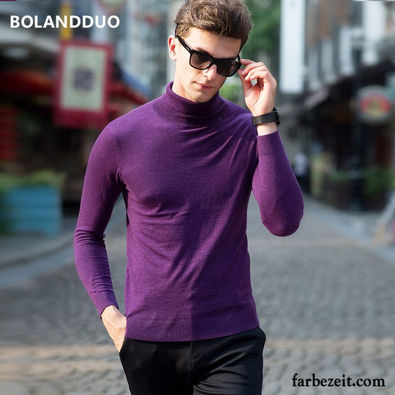 Pullover Größen Herren Jugend Wollpullover Winter Strickwaren Rollkragen Herbst Rein Unteres Hemd Schlank Günstig