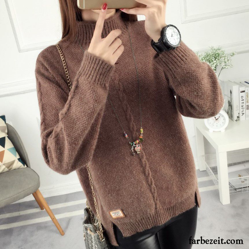 Pullover Hellblau Damen Lose Trend Mantel Strickwaren Kurzer Absatz Rollkragen Herbst Winter Neu Schüler Kaufen