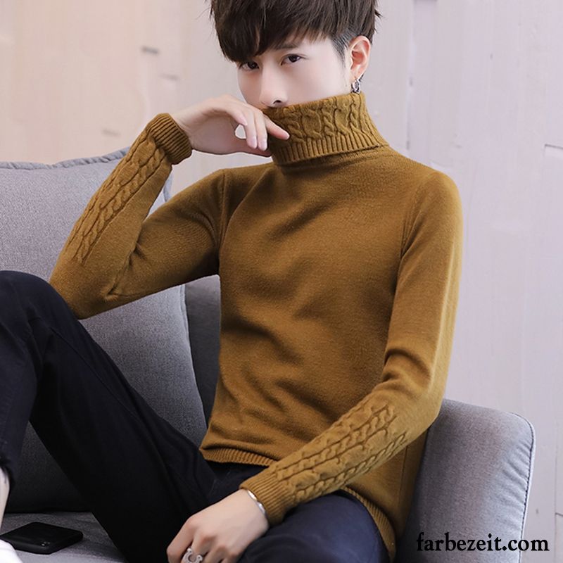 Pullover Herren Rollkragen Schüler Trend Strickwaren Herbst Winter Braun