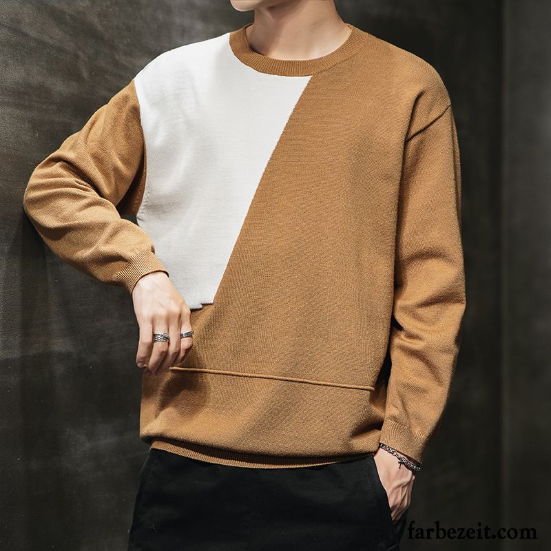 Pullover Herren Unteres Hemd Neu Schüler Herbst Lange Ärmel Trend Beige