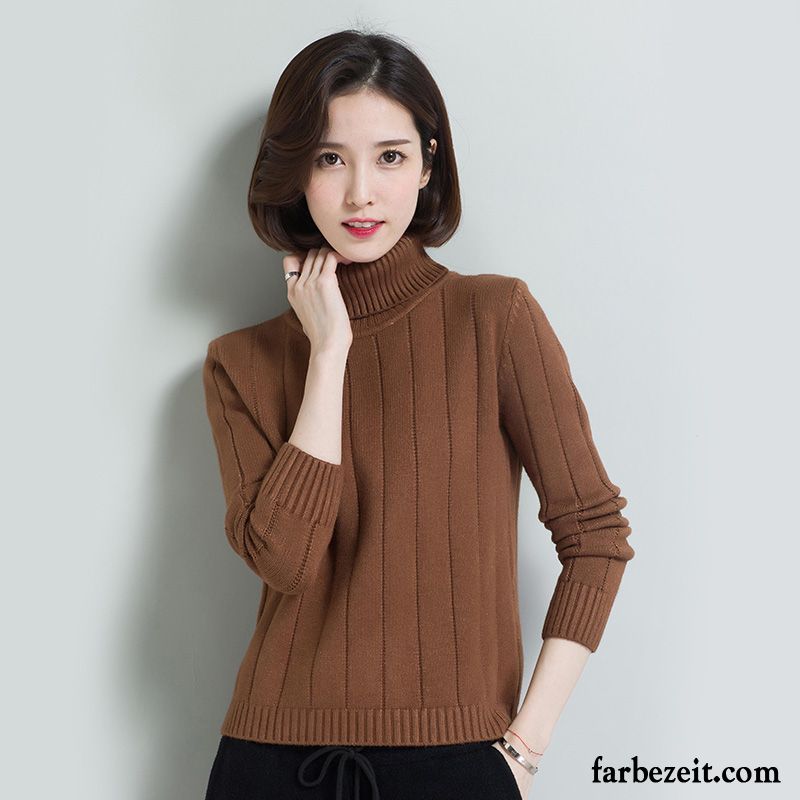 Pullover Oversize Damen Allgleiches Weiß Unteres Hemd Herbst Strickwaren Verdickung Kurzer Absatz Trend Rollkragen Winter Lose Lange Ärmel Verkaufen