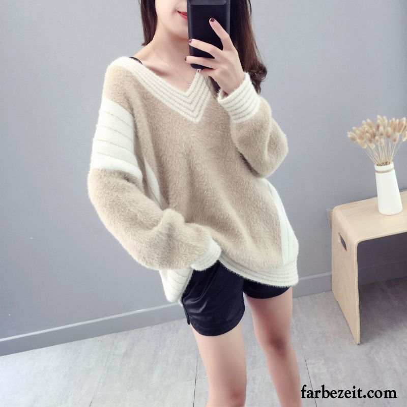 Pullover Strick Damen Weiß Lose Winter Pullover Stricken Unteres Hemd Herbst Schüler Neu Sale