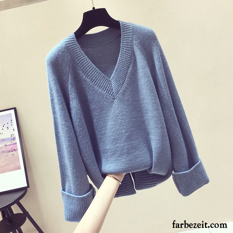 Pullunder Schwarz Damen Lose Herbst Süß Blau Pullover Frisch Neu Strickwaren Günstig