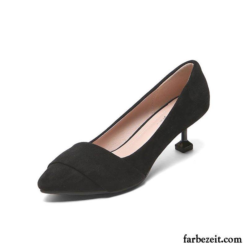 Pumps Mit Keilabsatz Schwarz Schuhe Beruf Schwarz Neue Schnürschuhe Herbst Damen Allgleiches Pumps Spitze Wildleder Dünne Fersen Günstig