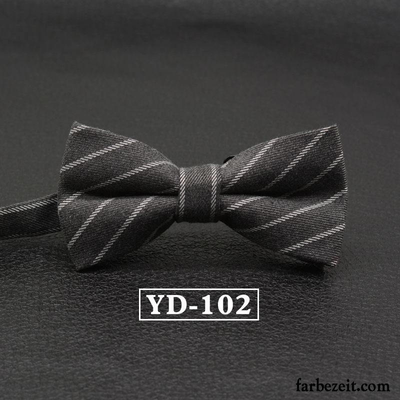 Querbinder Fliege Herren Bowknot Baumwolle Streifen Verheiratet Stoff England Grau