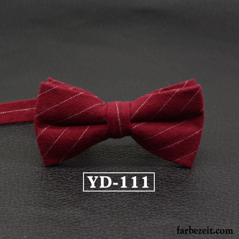 Querbinder Fliege Herren Bowknot Baumwolle Streifen Verheiratet Stoff England Grau