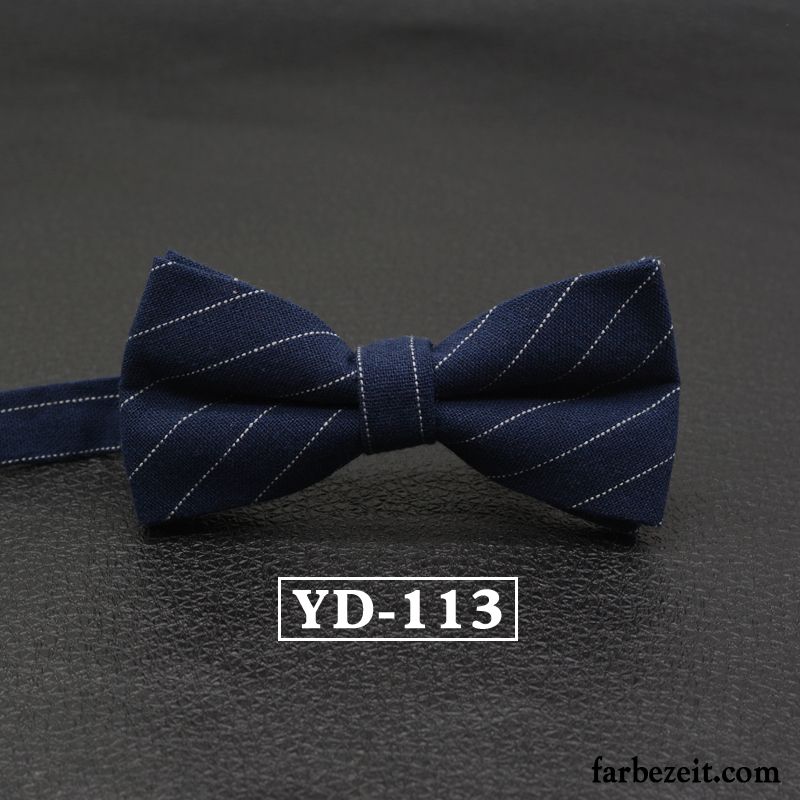 Querbinder Fliege Herren Bowknot Baumwolle Streifen Verheiratet Stoff England Grau