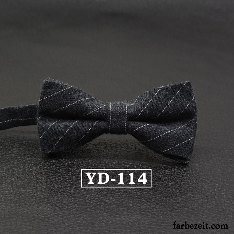 Querbinder Fliege Herren Bowknot Baumwolle Streifen Verheiratet Stoff England Grau