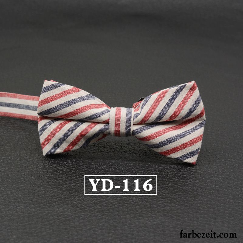 Querbinder Fliege Herren Bowknot Baumwolle Streifen Verheiratet Stoff England Grau