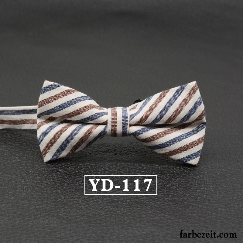 Querbinder Fliege Herren Bowknot Baumwolle Streifen Verheiratet Stoff England Grau