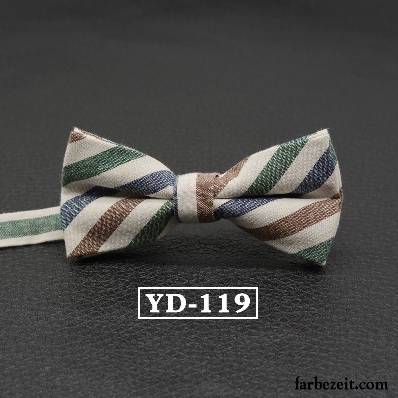 Querbinder Fliege Herren Bowknot Baumwolle Streifen Verheiratet Stoff England Grau