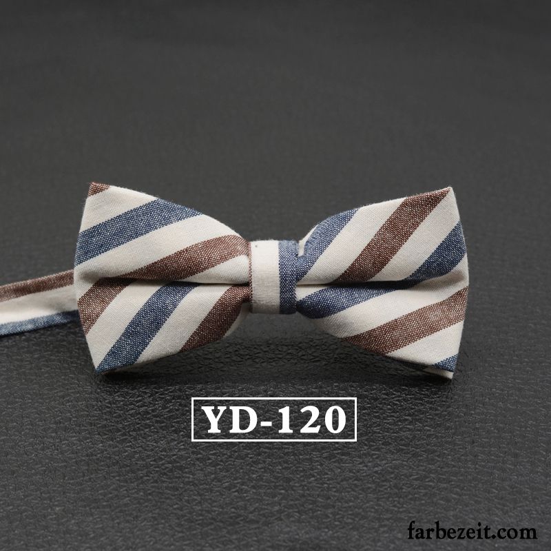 Querbinder Fliege Herren Bowknot Baumwolle Streifen Verheiratet Stoff England Grau