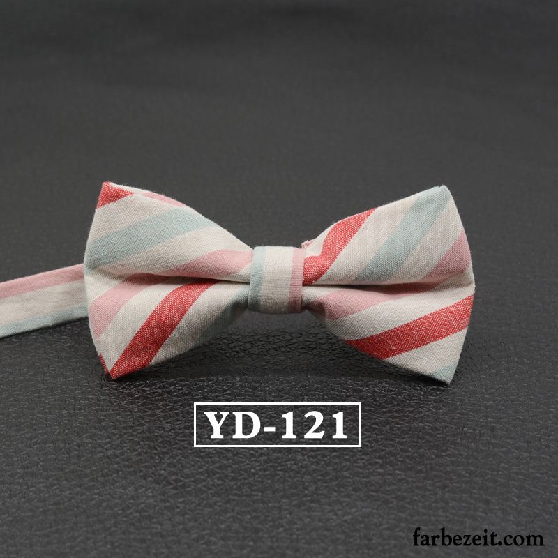 Querbinder Fliege Herren Bowknot Baumwolle Streifen Verheiratet Stoff England Grau