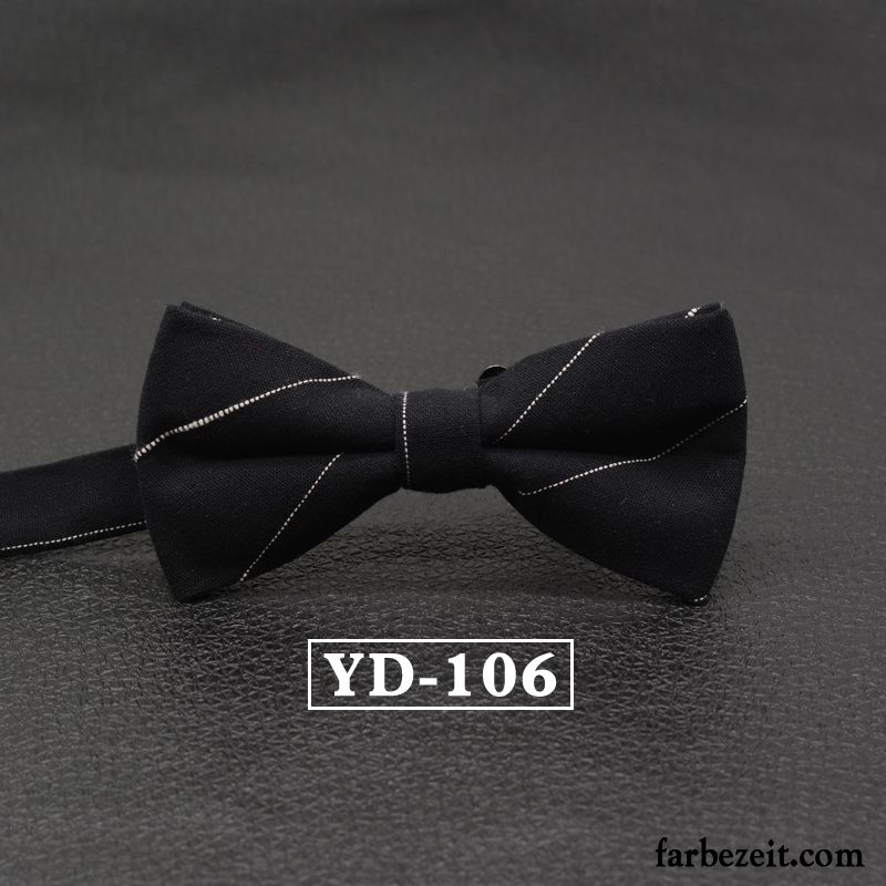 Querbinder Fliege Herren Bowknot Baumwolle Streifen Verheiratet Stoff England Grau