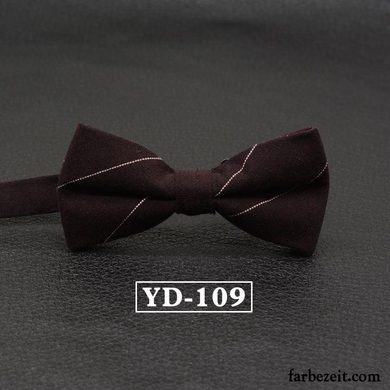 Querbinder Fliege Herren Bowknot Baumwolle Streifen Verheiratet Stoff England Grau