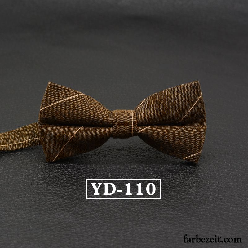 Querbinder Fliege Herren Bowknot Baumwolle Streifen Verheiratet Stoff England Grau