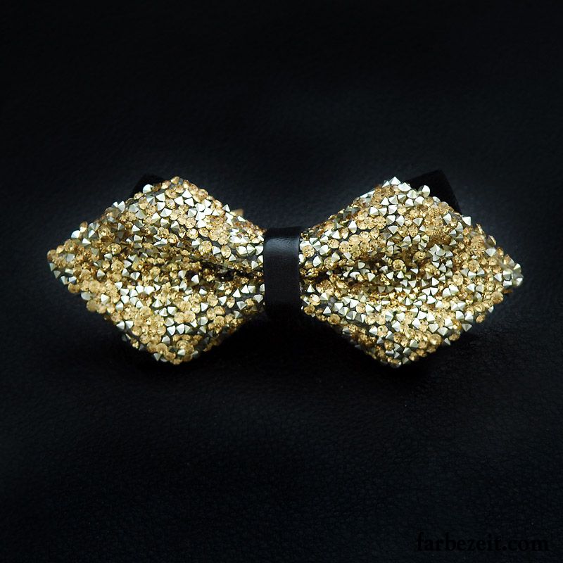 Querbinder Fliege Herren Formelle Kleidung Persönlichkeit Mode Bräutigam Strass Bowknot Gold