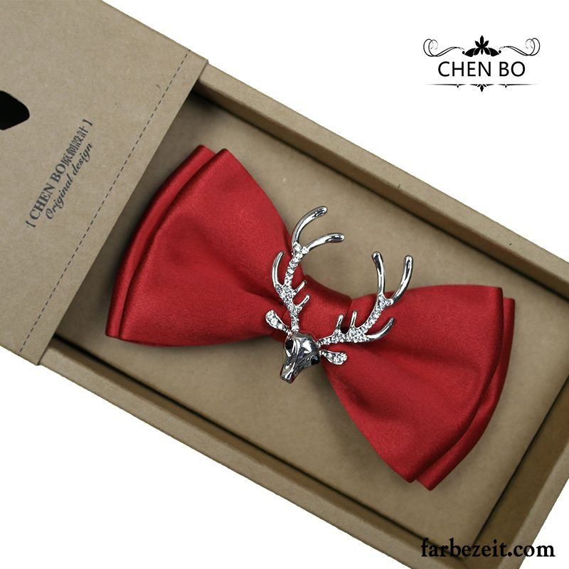 Querbinder Fliege Herren Hemd Trauzeugen Verheiratet Seide Bowknot Bräutigam Blau Schwarz Rot