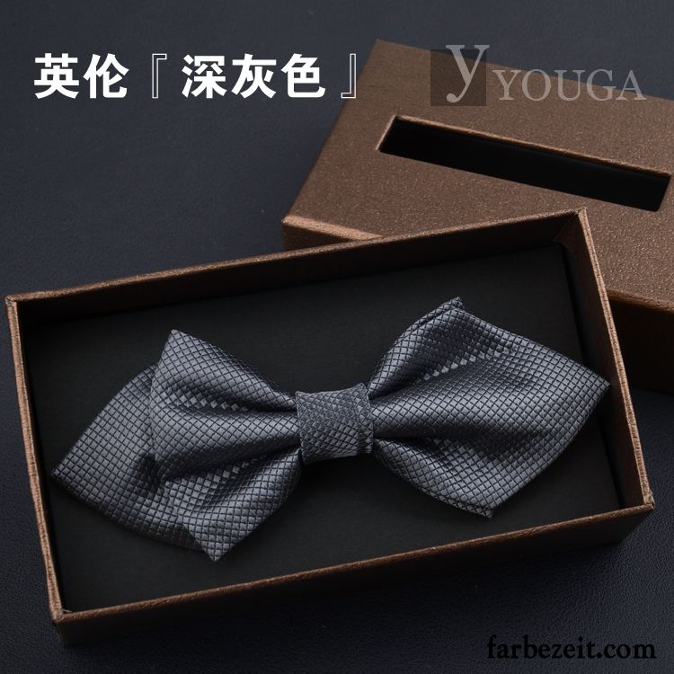 Querbinder Fliege Herren Trauzeugen Geschenkbox Verheiratet Bowknot England Bräutigam Schwarz