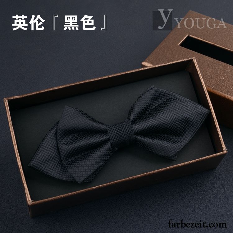 Querbinder Fliege Herren Trauzeugen Geschenkbox Verheiratet Bowknot England Bräutigam Schwarz