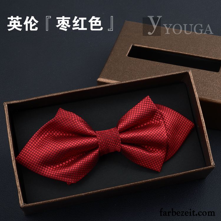 Querbinder Fliege Herren Trauzeugen Geschenkbox Verheiratet Bowknot England Bräutigam Schwarz