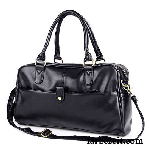 Reisetasche Herren Business Umhängetasche Reisen Handtasche Trend Leder Schwarz