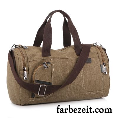 Reisetasche Herren Handtasche Sport Reisen Umhängetasche Fitness Leinwand Khaki