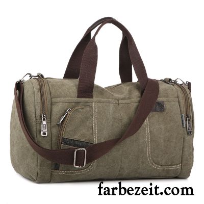 Reisetasche Herren Handtasche Sport Reisen Umhängetasche Fitness Leinwand Khaki