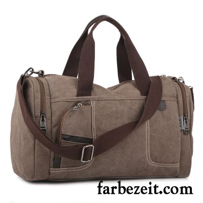 Reisetasche Herren Handtasche Sport Reisen Umhängetasche Fitness Leinwand Khaki